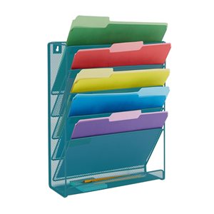 Mind Reader 4.25-in W x 16-in H Turquoise 6-Tier Mounted Metal File Organizer