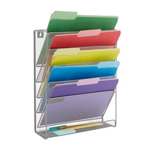 Mind Reader 4.25-in W x 16-in H Silver 6-Tier Mounted Metal File Organizer