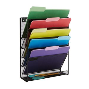 Mind Reader 4.25-in W x 16-in H Black 6-Tier Mounted Metal File Organizer