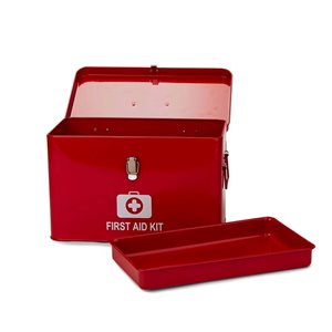 Mind Reader 12.5-in W x 8-in H x 6.5-in D Red Steel First Aid Bin