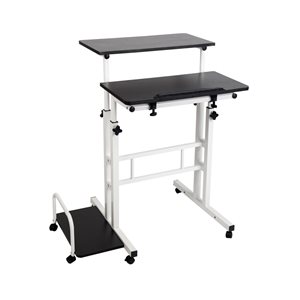 Mind Reader 27-in Black/White 2-Tier Traditional Adjustable Sit and Stand Desk