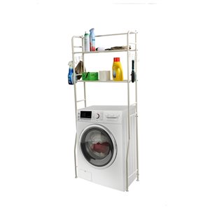 Mind Reader White Metal 2-Tier Washing Machine Shelf Unit