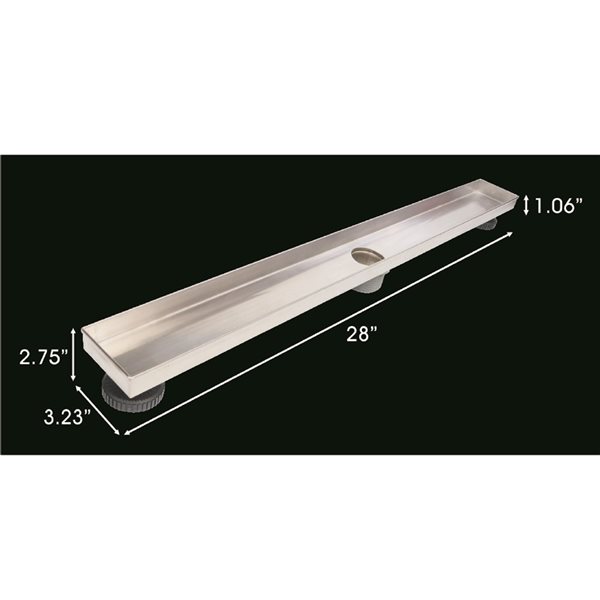 Reln 28-in L Brushed Gold Slotted Rectangle Stainless Steel Shower Drain