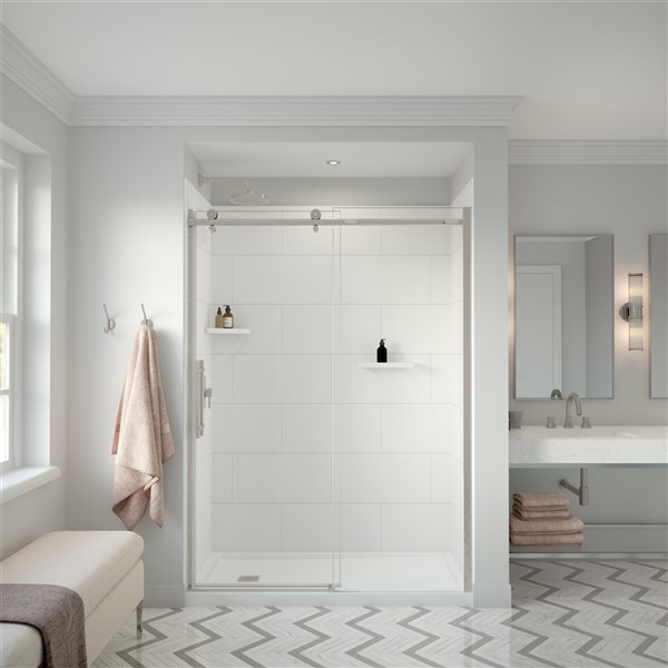 MAAX Denso Matte White 62-in x 84-in Shower Surround Back Wall Panel