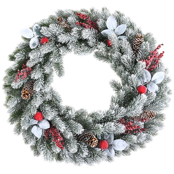 Costway 24-in Electrostatic Flocked Christmas Wreath Holiday Decor