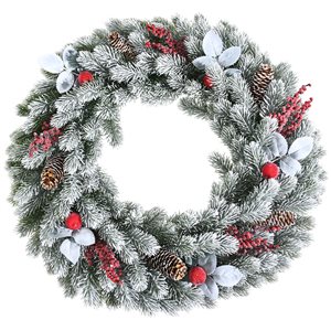 Costway 24-in Electrostatic Flocked Christmas Wreath Holiday Decor
