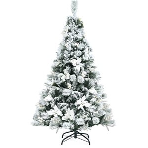 Costway 18.5-in Snowy Tabletop Christmas Tree with 170 PE Branch Tips and Pulp Base