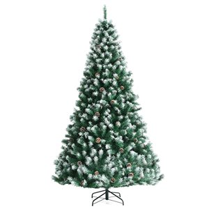 Costway 6-ft Snow Flocked Hinged Christmas Tree with 1000 Branch Tips and Pine Cones