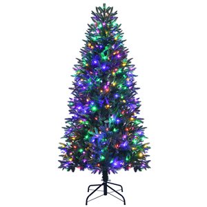 Costway 6-ft Unlit Hinged Artificial Christmas Tree with Snow Flocked Tips and Red Berries