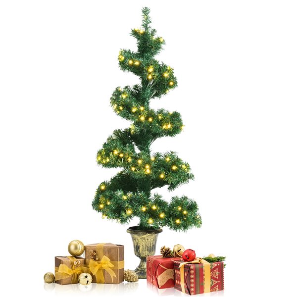 Costway 4ft Prelit Spiral Artificial Christmas Entrance Tree with 150