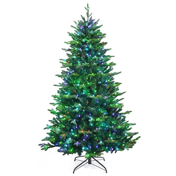 Costway 7-ft Pre-Lit Hinged Christmas Tree 2458 PE and PVC Tips with 450 Lights