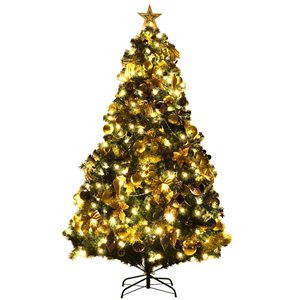 Costway 7-ft Artificial Christmas Spruce Hinged Tree with 1260 Mixed PE and PVC Tips