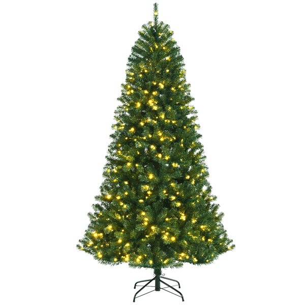 Costway 8-ft Pre-lit Hinged Christmas Tree with Remote Control and 9 Lighting Modes