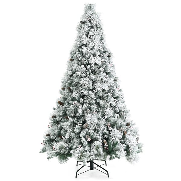 Costway 8-ft Pre-lit Hinged Christmas Tree with 600 LED Lights and 9 Dynamic Effects