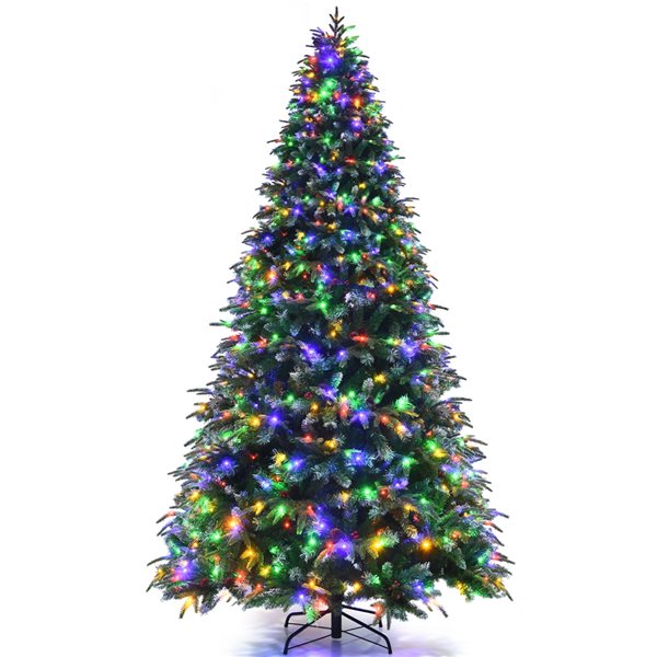 Costway 6-ft Pre-lit Hinged Christmas Tree with 777 Glitter Tips and Pine Cones