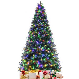 Costway 6-ft Pre-lit Hinged Christmas Tree with 777 Glitter Tips and Pine Cones