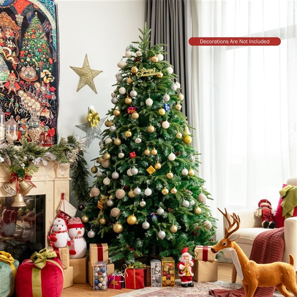 Costway 8-ft Pre-Lit Hinged Christmas Tree 3402 PE and PVC Tips with 620 Lights and Foot Switch