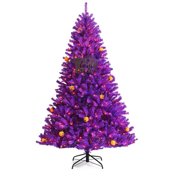 Costway 7-ft Snow Flocked Hinged Christmas Tree with Berries and Poinsettia Flowers