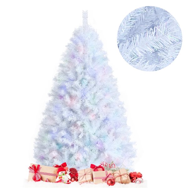 Costway 7-ft Unlit Artificial Slim Christmas Pencil Tree with Metal Stand White