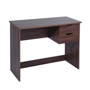 Bureau d'ordinateur en L à 2 tiroirs moderne contemporain par Homycasa, 35, 4 po, noyer