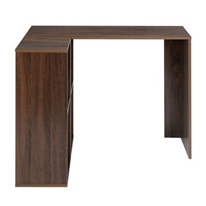Homycasa Baillie 35.4-in Walnut Modern Contemporary L-Shaped Computer Desk with Shelves