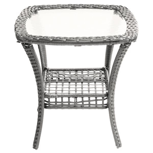 Ensemble de mobilier extérieur en osier par Henryka avec coussins en polyester gris, 3 pièces