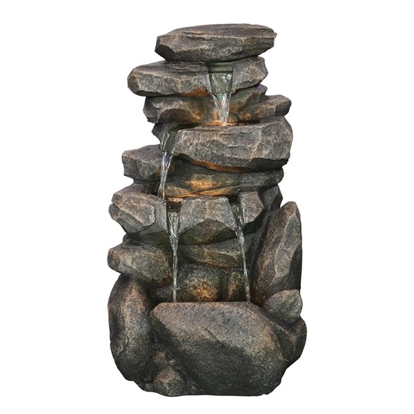 Henryka 27.2-in H Resin Rock Tiered Outdoor Fountain Mz15383ga 