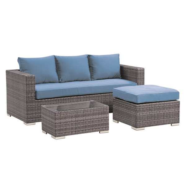 Henryka Wicker Outdoor Sofa Set With, Resin Wicker Patio Furniture With Aluminum Frame