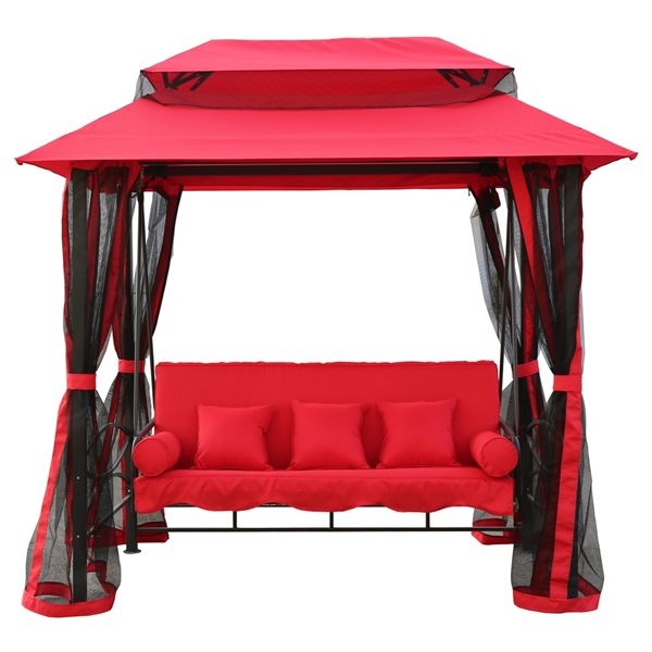 Balançoire pour l'extérieur en acier rouge par Henryka pour 3 personnes