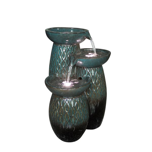 Henryka 23-in H Ceramic Tiered Outdoor Fountain