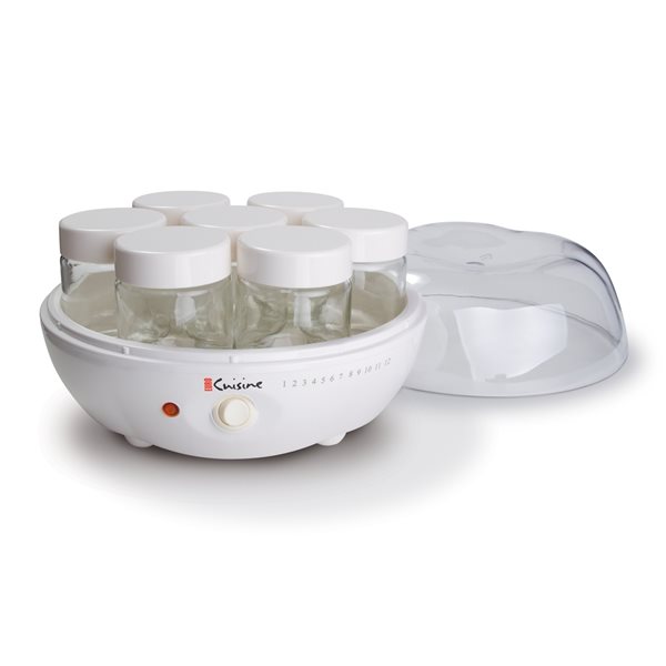 Euro Cuisine White YM80 Yogurt Maker with Glass Jars - Set of 8