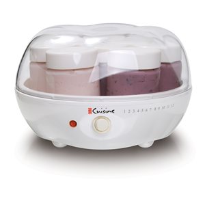Yogourtière YM80 d'Euro Cuisine avec pots de verre, blanc, lot de 8