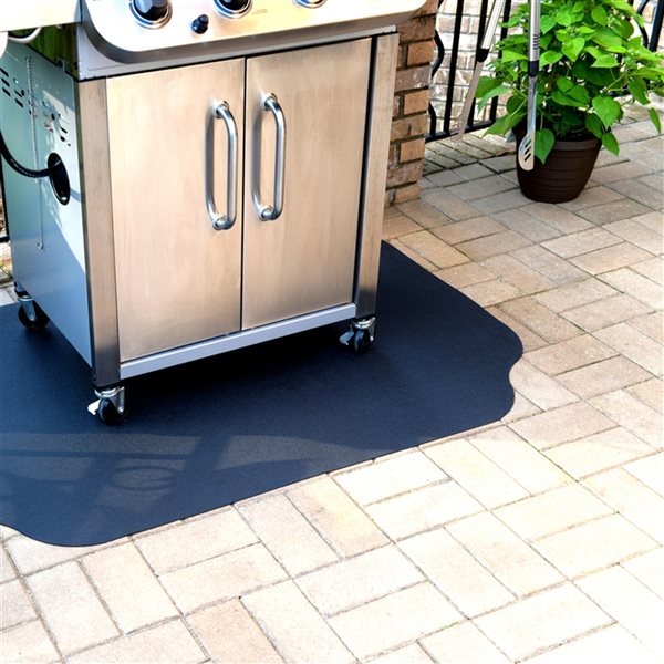 Tapis de protection rectangulaire pour barbecue par GrillTex en vinyle noir de 36 po x 56 po