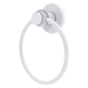 Allied Brass Mercury Matte White Wall Mount Towel Ring with Twist Accent