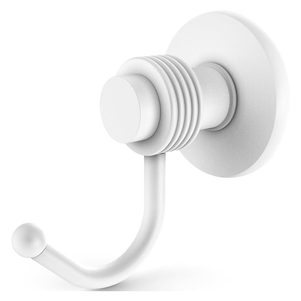 Allied Brass Mercury 1-hook Matte White Towel Hook with Grooved Accents