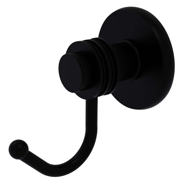Allied Brass Mercury 1-hook Matte Black Towel Hook with Dotted Accents