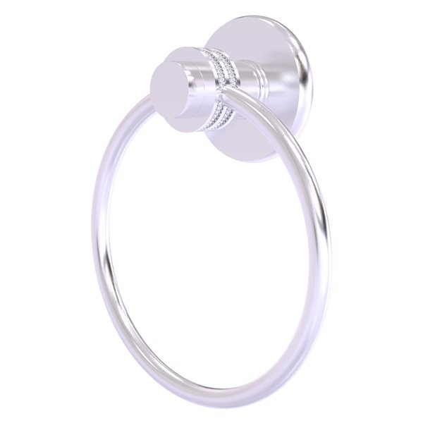 Allied Brass Mercury Satin Chrome Wall Mount Towel Ring with Dotted Accent