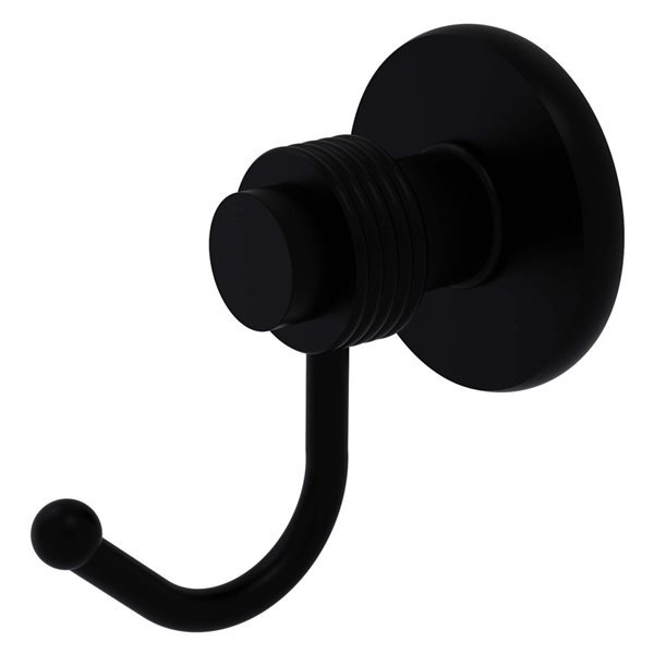 Allied Brass Mercury 1-hook Matte Black Towel Hook with Grooved Accents