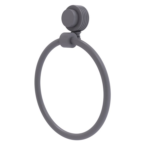 Allied Brass Venus Matte Grey Wall Mount Towel Ring with Grooved Accents