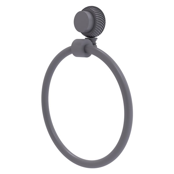 Allied Brass Venus Matte Grey Wall Mount Towel Ring with Twisted Accents