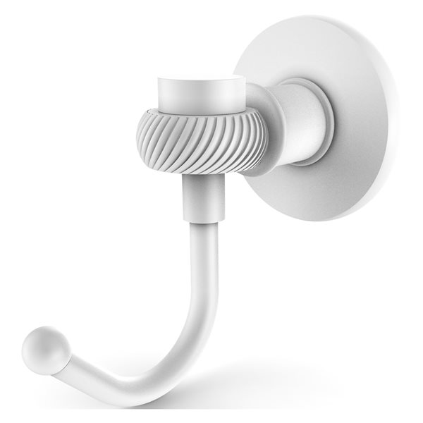 Allied Brass Continental Matte White Towel Hook with Twisted Accents