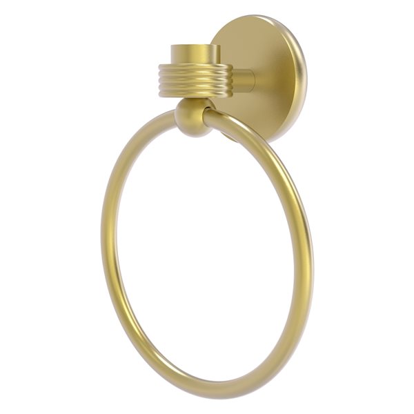 Allied Brass Satellite Orbit One Satin Brass Wall Mount Towel Ring with Grooved Accents