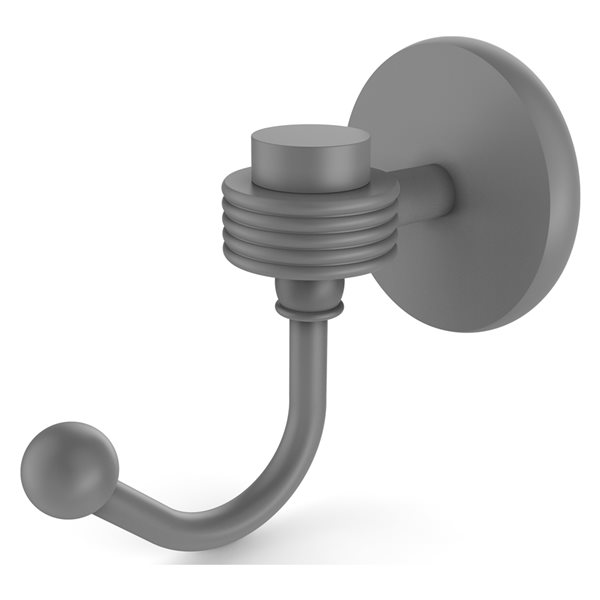 Allied Brass Satellite Orbit One Matte Grey Towel Hook with Grooved Accents