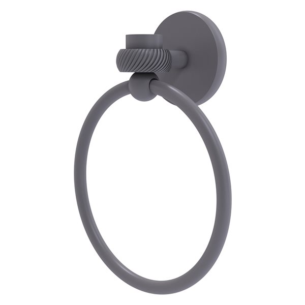 Allied Brass Satellite Orbit One Matte Grey Wall Mount Towel Ring with Twisted Accents