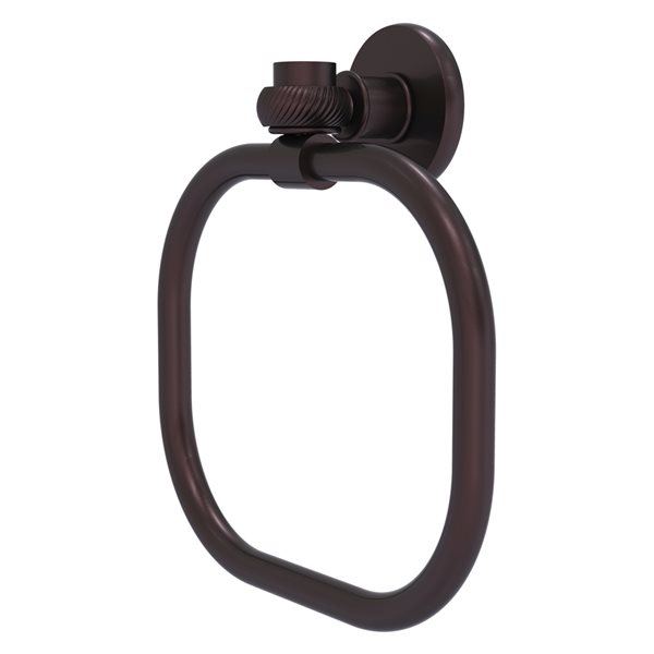 Allied Brass Continental Antique Bronze Wall Mount Towel Ring with Twisted Accents