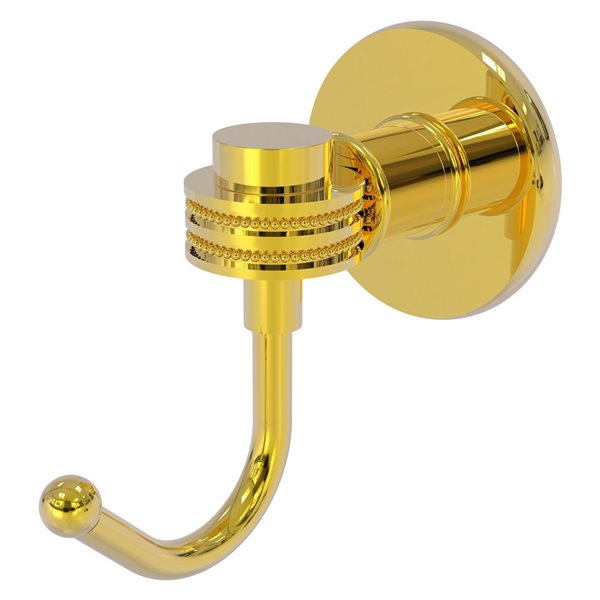 Allied Brass Continental Polished Brass Towel Hook with Dotted Accents