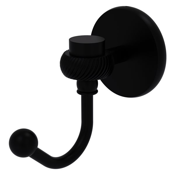 Allied Brass Satellite Orbit One Matte Black Towel Hook with Twisted Accents
