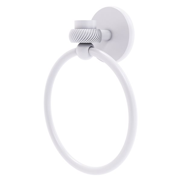 Allied Brass Satellite Orbit One Matte White Wall Mount Towel Ring with Twisted Accents