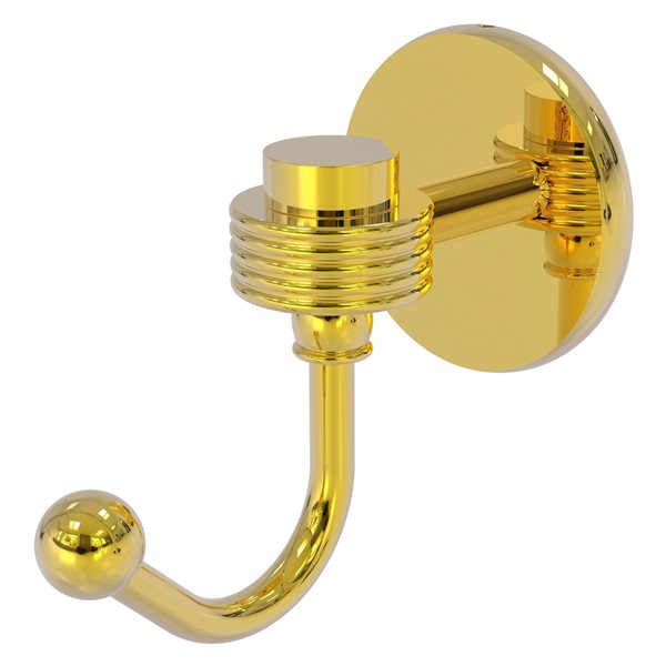 Allied Brass Satellite Orbit One Polished Brass Towel Hook with Grooved Accents