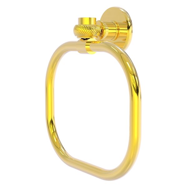 Allied Brass Continental Polished Brass Wall Mount Towel Ring with Twisted Accents